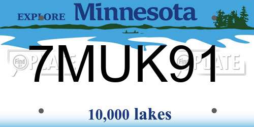 7MUK91 Minnesota License Plate