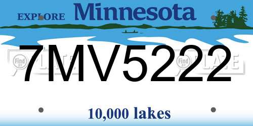 7MV5222 Minnesota License Plate