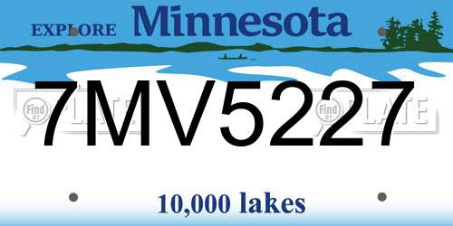 7MV5227 Minnesota License Plate