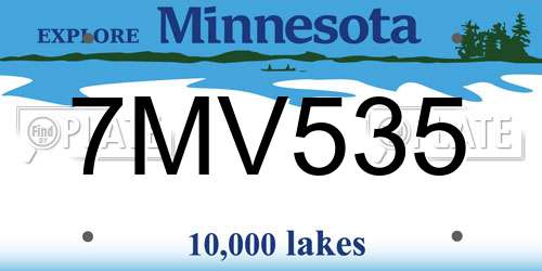 7MV535 Minnesota License Plate