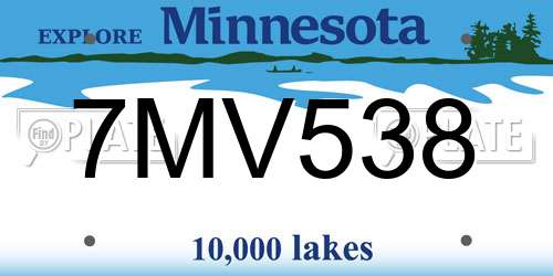 7MV538 Minnesota License Plate