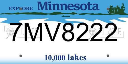 7MV8222 Minnesota License Plate