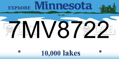 7MV8722 Minnesota License Plate