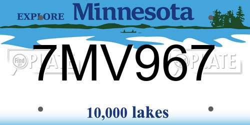 7MV967 Minnesota License Plate