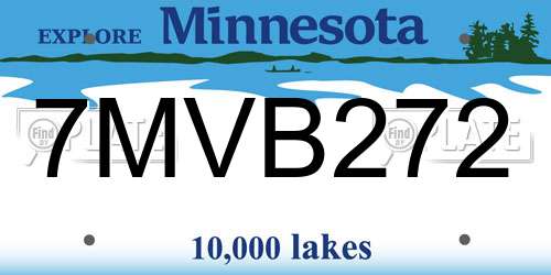 7MVB272 Minnesota License Plate