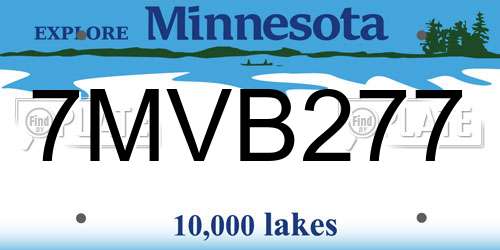 7MVB277 Minnesota License Plate