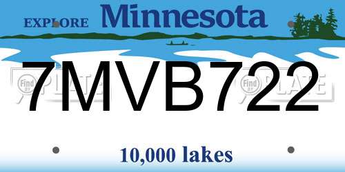 7MVB722 Minnesota License Plate