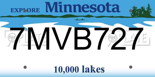 7MVB727 Minnesota License Plate