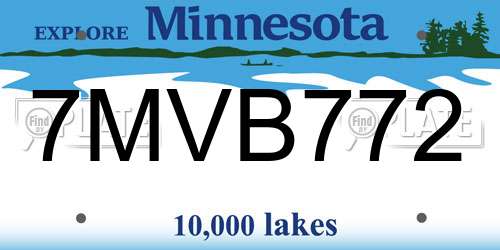 7MVB772 Minnesota License Plate