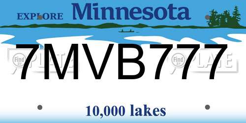 7MVB777 Minnesota License Plate