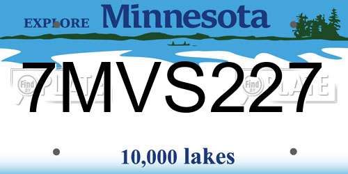 7MVS227 Minnesota License Plate