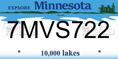 7MVS722 Minnesota License Plate