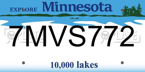 7MVS772 Minnesota License Plate