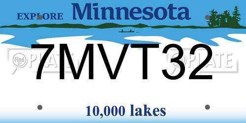 7MVT32 Minnesota License Plate