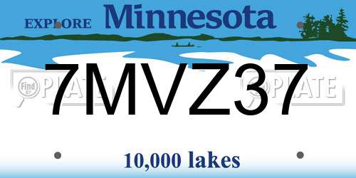7MVZ37 Minnesota License Plate