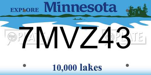 7MVZ43 Minnesota License Plate
