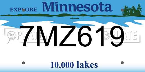 7MZ619 Minnesota License Plate
