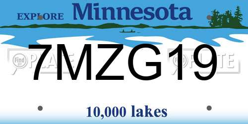 7MZG19 Minnesota License Plate