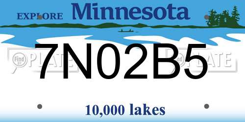 7N02B5 Minnesota License Plate