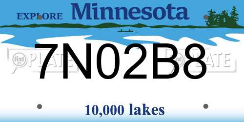7N02B8 Minnesota License Plate