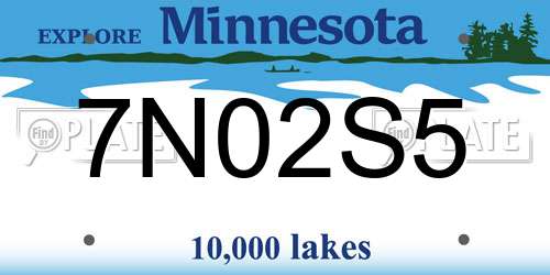 7N02S5 Minnesota License Plate