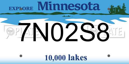 7N02S8 Minnesota License Plate