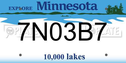 7N03B7 Minnesota License Plate