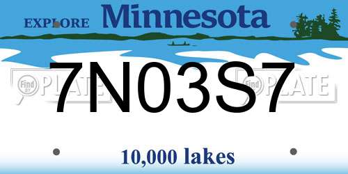 7N03S7 Minnesota License Plate