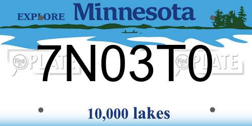 7N03T0 Minnesota License Plate