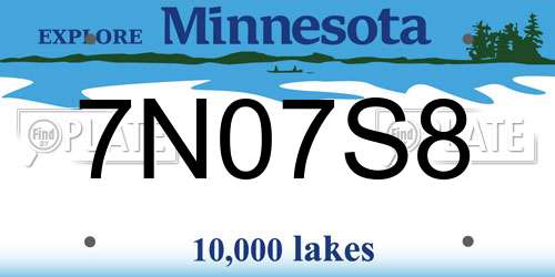 7N07S8 Minnesota License Plate