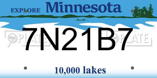7N21B7 Minnesota License Plate