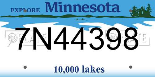 7N44398 Minnesota License Plate