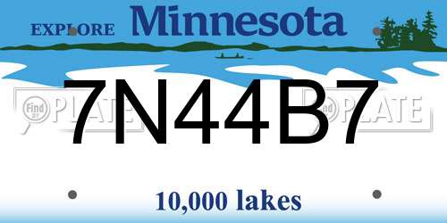 7N44B7 Minnesota License Plate