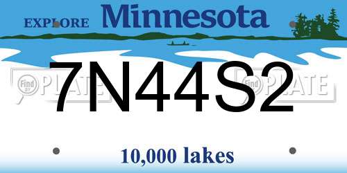 7N44S2 Minnesota License Plate