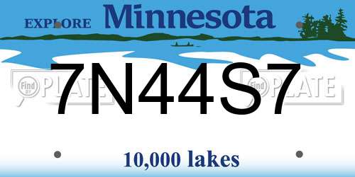 7N44S7 Minnesota License Plate
