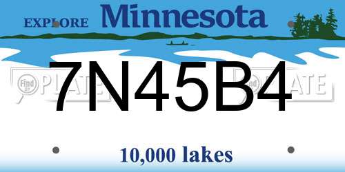 7N45B4 Minnesota License Plate