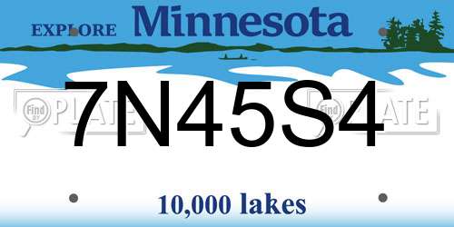 7N45S4 Minnesota License Plate