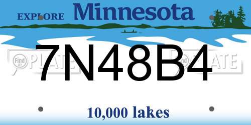 7N48B4 Minnesota License Plate