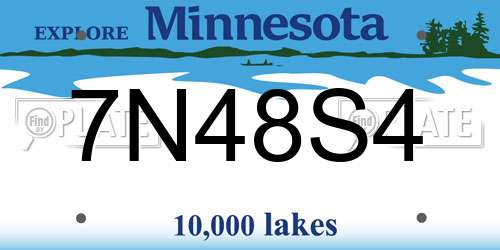 7N48S4 Minnesota License Plate