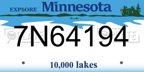 7N64194 Minnesota License Plate