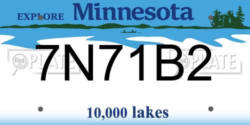 7N71B2 Minnesota License Plate