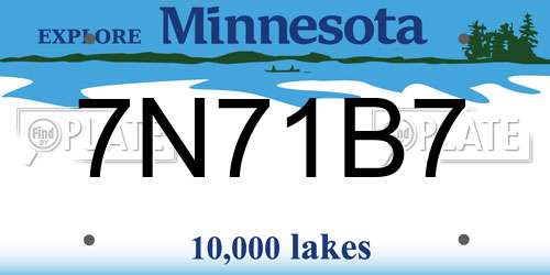 7N71B7 Minnesota License Plate