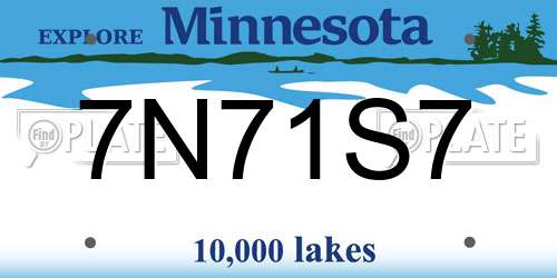 7N71S7 Minnesota License Plate