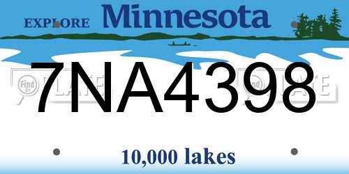7NA4398 Minnesota License Plate