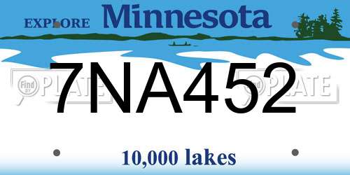 7NA452 Minnesota License Plate