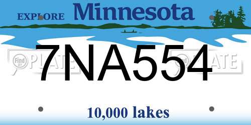 7NA554 Minnesota License Plate