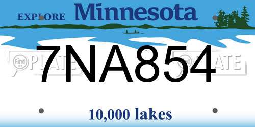 7NA854 Minnesota License Plate