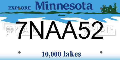 7NAA52 Minnesota License Plate