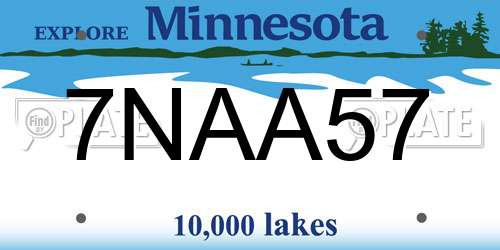 7NAA57 Minnesota License Plate