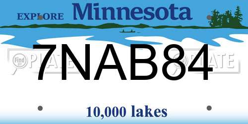 7NAB84 Minnesota License Plate